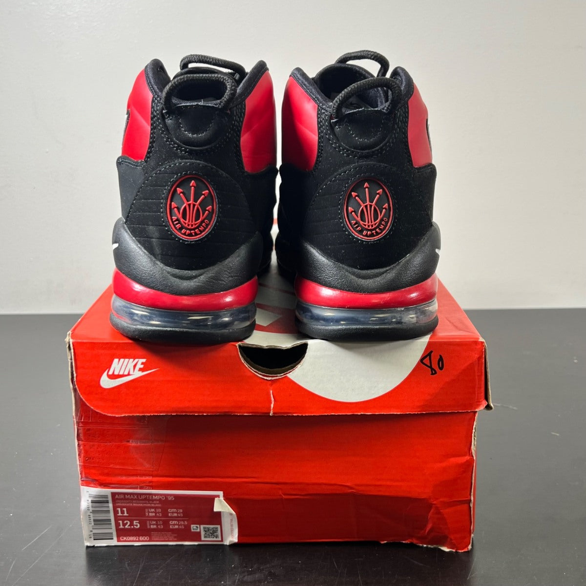 Nike Air Max Uptempo 95 Bulls 11 (Lightly Worn Pre-Owned)NikeVarsity Red/Black-White - Image 4