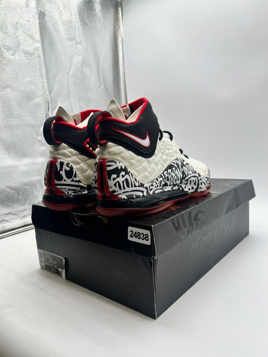 Nike LeBron 17 Graffiti 11 (Lightly Worn Pre-Owned)NikeWhite/University Red-Black - Image 5