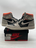 Jordan 1 Retro High Neutral Grey Hyper Crimson 13 (Moderately Worn Pre-Owned) - Image 1