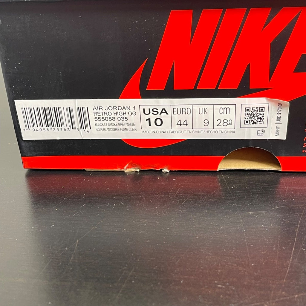 Jordan 1 Retro High Shadow 2.0 10 (Moderately Worn Pre-Owned)JordanBlack/White-Light Smoke Grey - Image 6