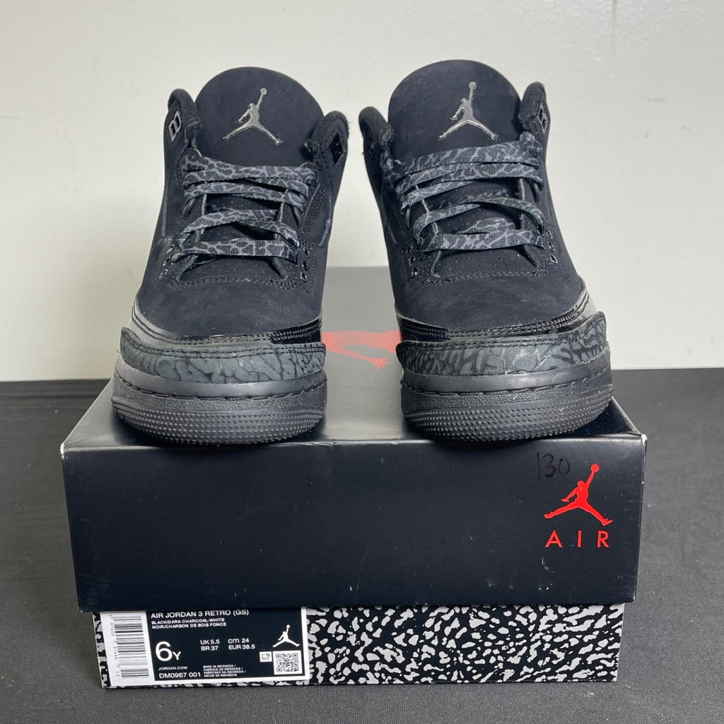 Jordan 3 Retro Black Cat (2025) (GS) 6Y (Moderately Worn Pre-Owned)JordanBlack/Dark Charcoal/Black - Image 2