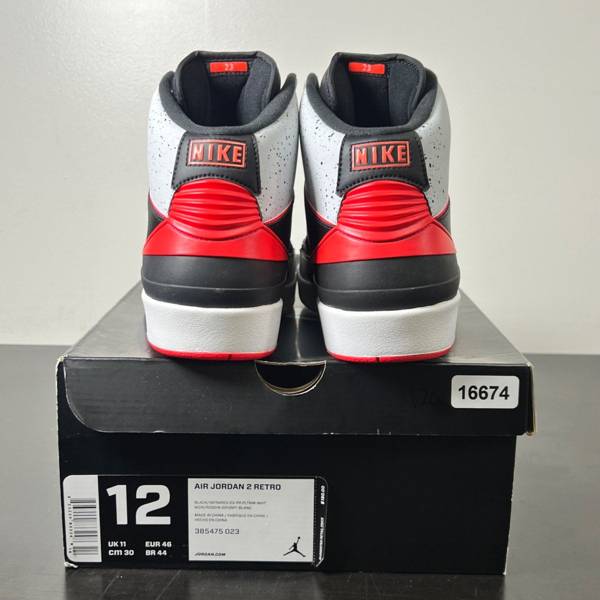 Jordan 2 Retro Infrared Cement 12 (Lightly Worn Pre-Owned)JordanBlack/Infrared 23-Pure Platinum-White - Image 5