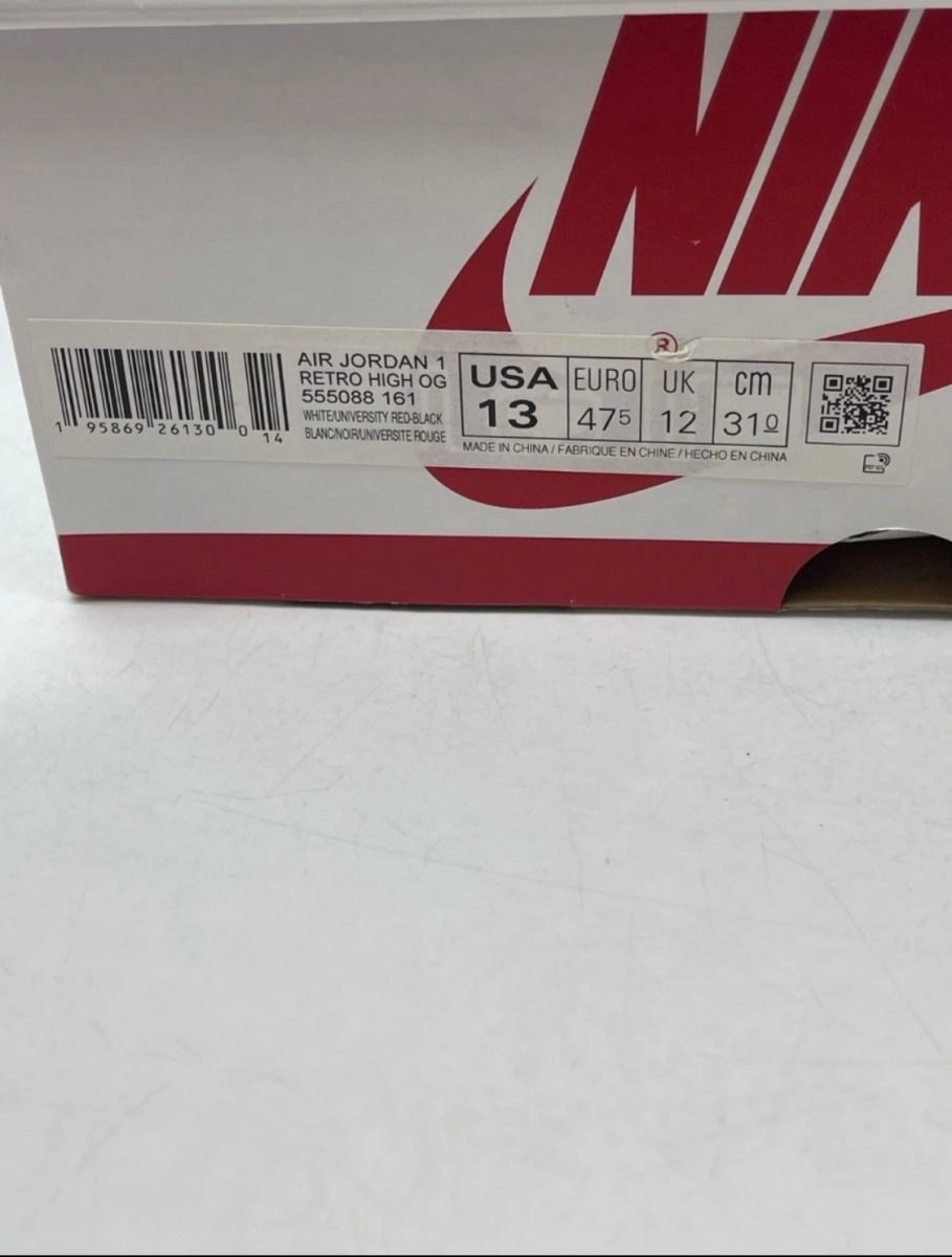 Jordan 1 Retro High OG Heritage 13 (Lightly Worn Pre-Owned)JordanWhite/University Red-Black - Image 9