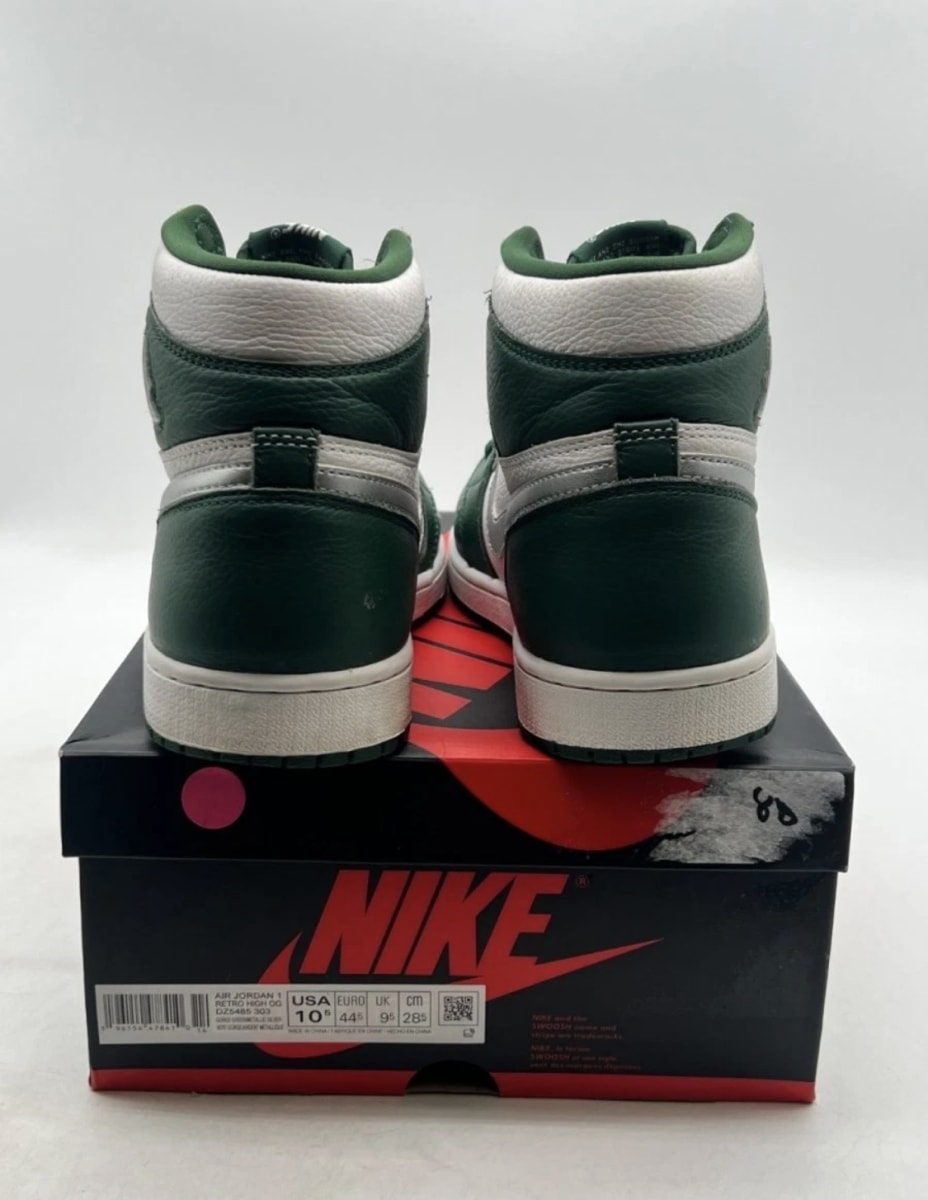 Jordan 1 Retro High OG Gorge Green 10.5 (Heavily Worn Pre-Owned)JordanGorge Green/Metallic Silver/White - Image 3