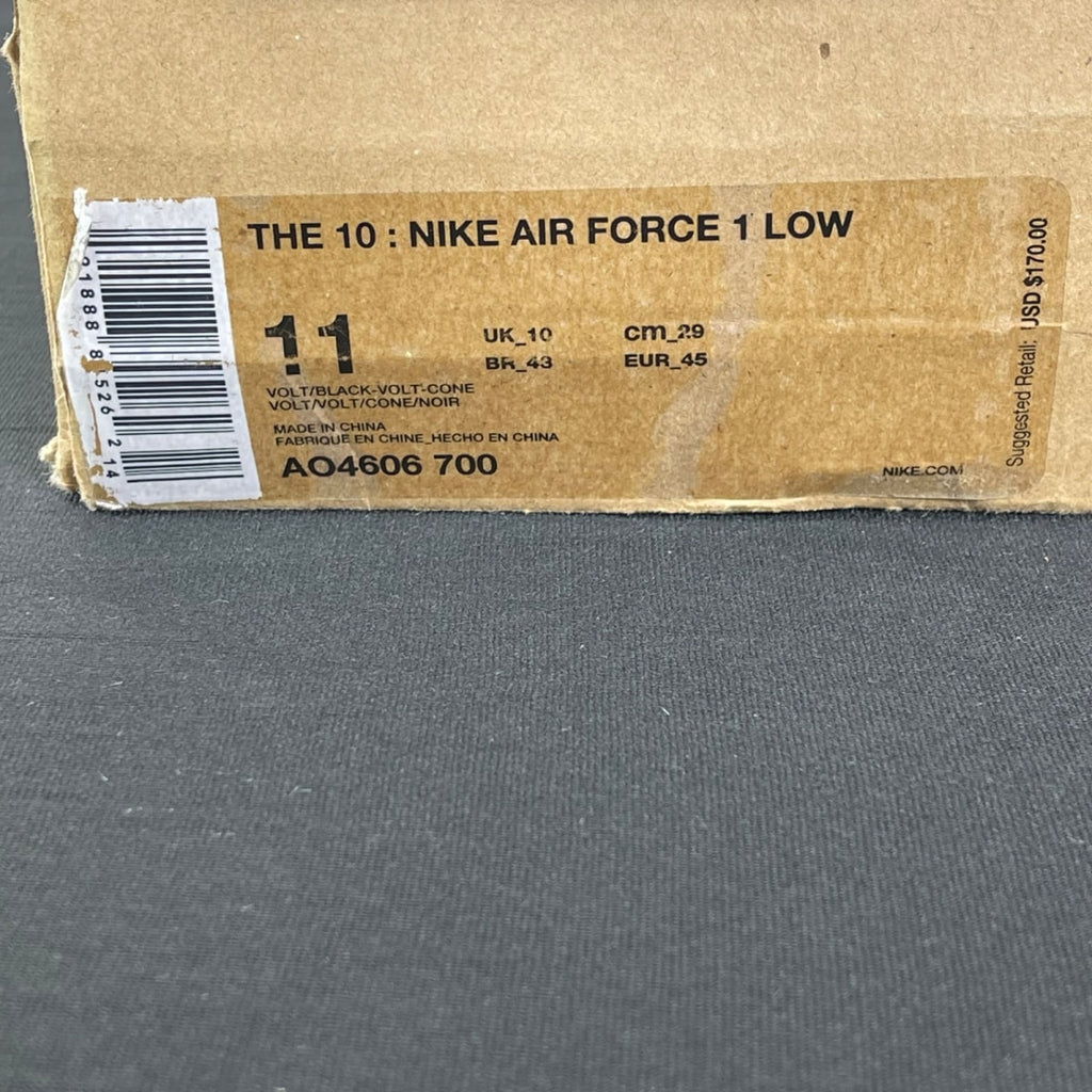 Nike Air Force 1 Low Off-White Volt 11 (Moderately Worn Pre-Owned)NikeVolt/Hyper Jade-Cone-Black - Image 7