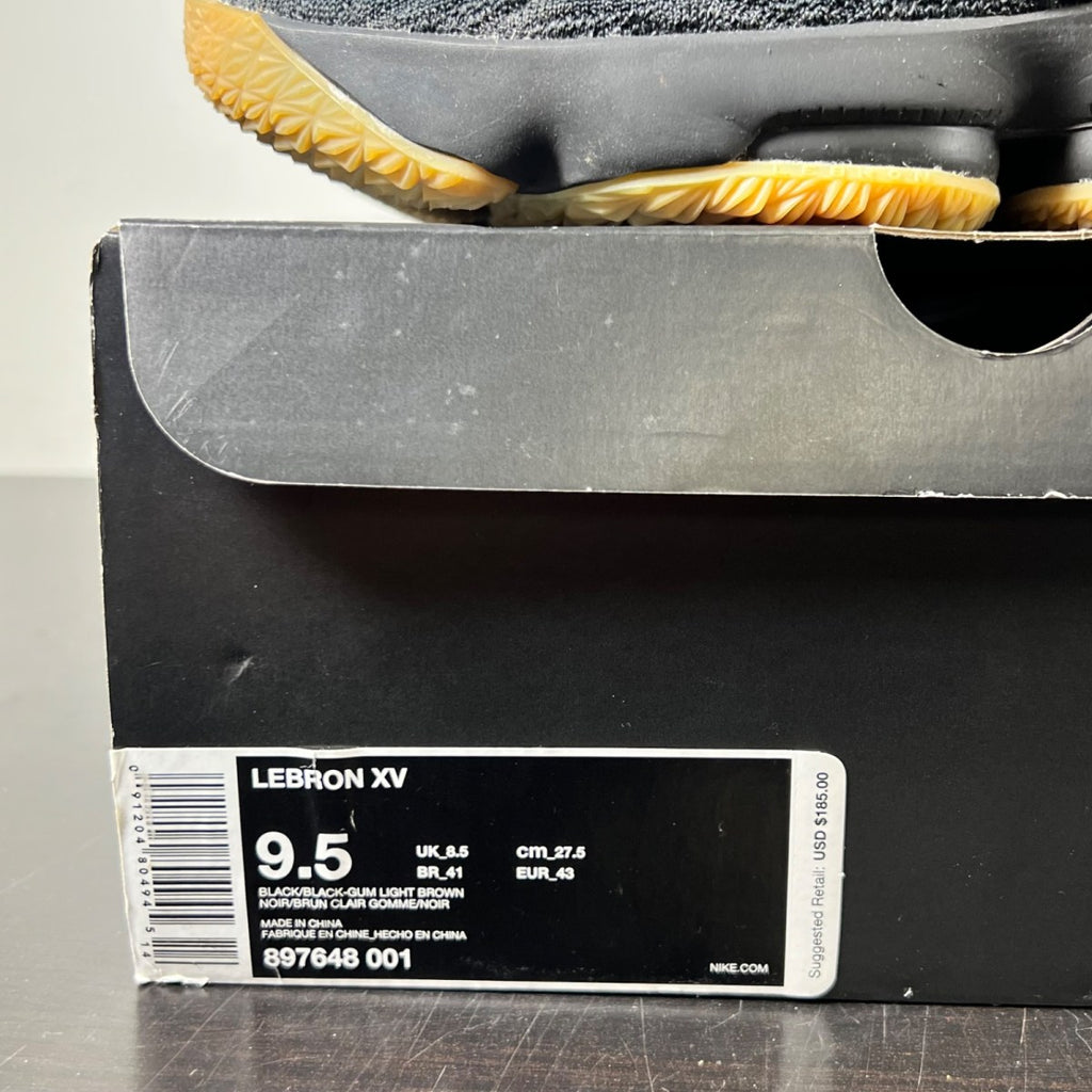 Nike LeBron 15 Black Gum 9.5 (Lightly Worn Pre-Owned)NikeBlack/Gum Light Brown - Image 4
