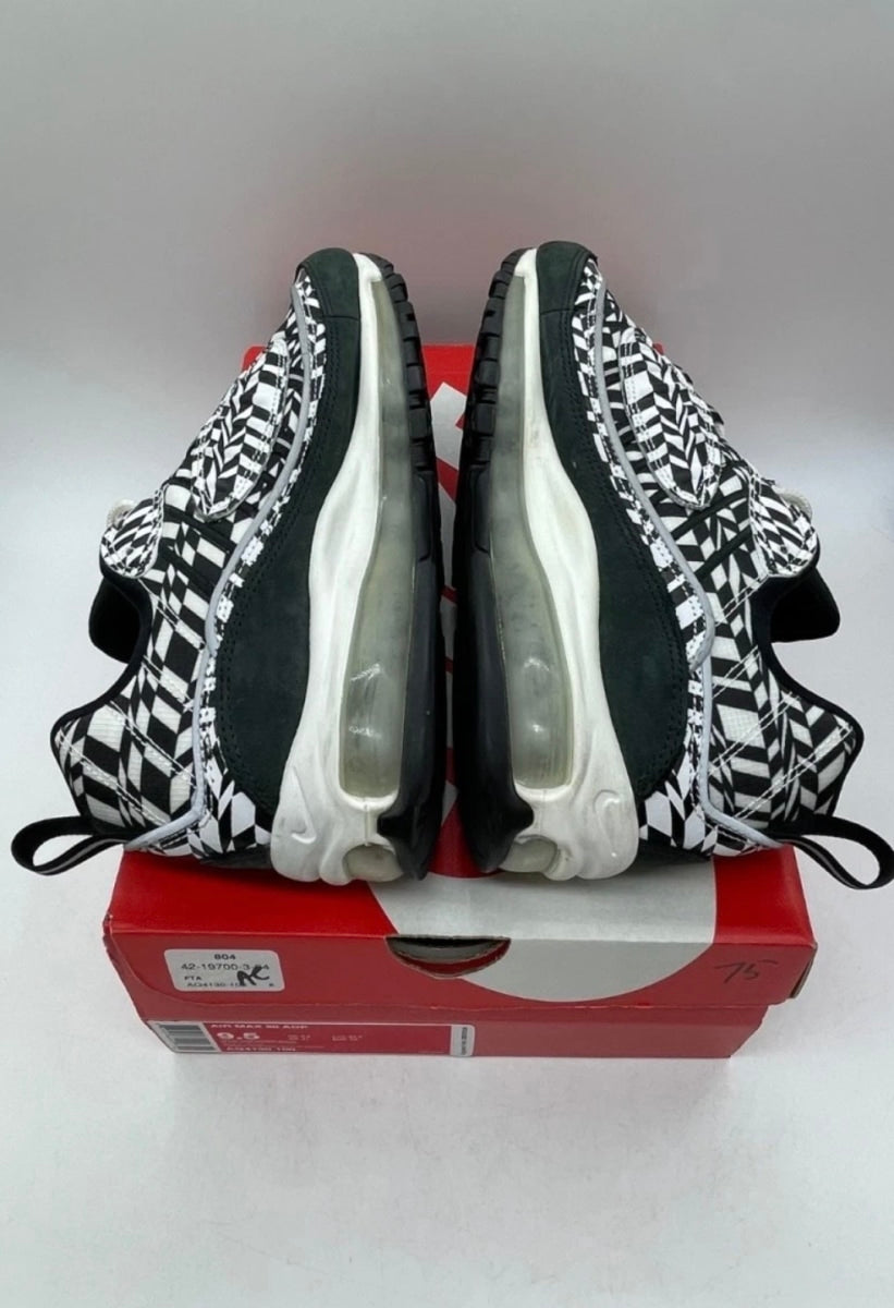 Nike Air Max 98 AOP Black 9.5 (Lightly Worn Pre-Owned)NikeWhite/Team Orange-Black - Image 4