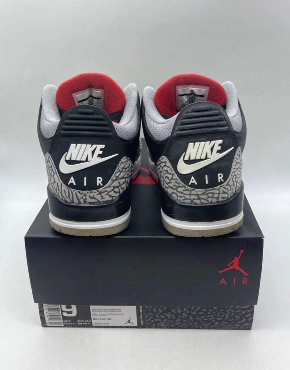Jordan 3 Retro Black Cement (2018) 9 (Lightly Worn Pre-Owned)JordanBlack/Fire Red-Cement Grey-White - Image 6