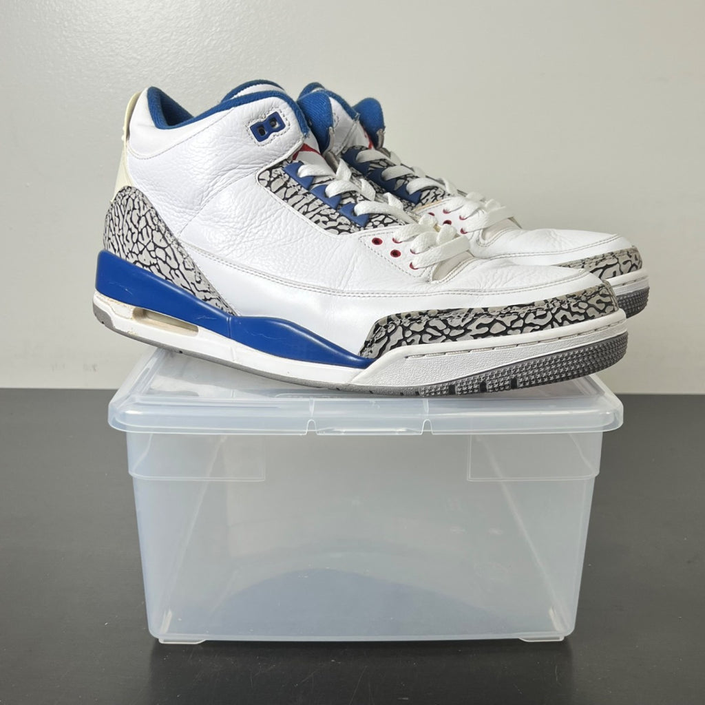 Jordan 3 Retro True Blue (2011) 13 (Heavily Worn Pre-Owned)JordanWhite/Cement Grey-True Blue - Image 1