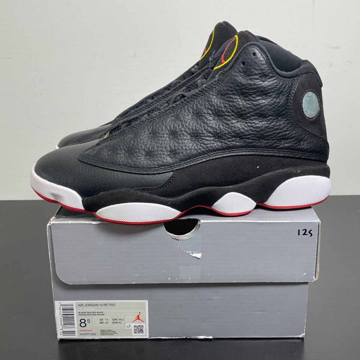 Jordan 13 Retro Playoffs (2023) 8.5 (Moderately Worn Pre-Owned)JordanBlack/Varsity Red-White-Vibrant Yellow - Image 3