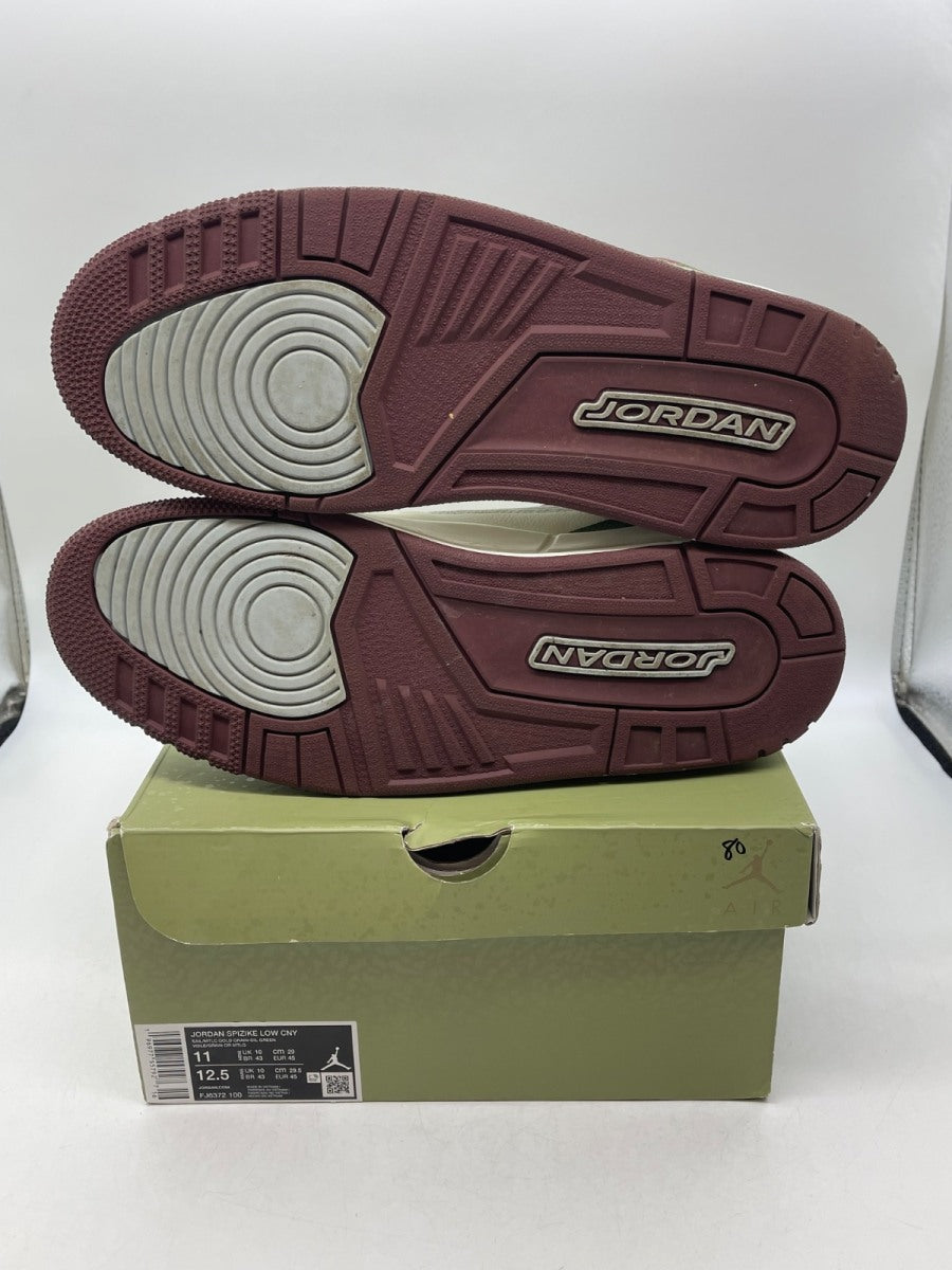 Jordan Spizike Low Chinese New Year (2024) 11 (Moderately Worn Pre-Owned)JordanSail/Oil Green-Dark Team Red-Metallic Gold Grain - Image 7