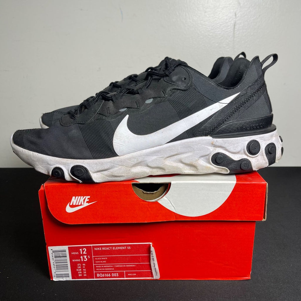 Nike React Element 55 Black White (Size 12) - aux
