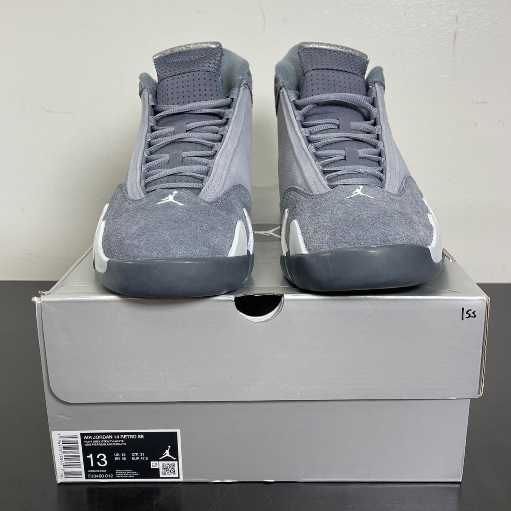 Jordan 14 Retro Flint Grey 13 (Moderately Worn Pre-Owned)JordanFlint Grey/Stealth Grey/White - Image 2