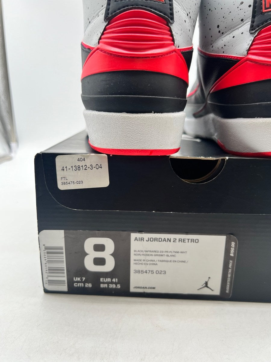 Jordan 2 Retro Infrared Cement 8 (Lightly Worn Pre-Owned)JordanBlack/Infrared 23-Pure Platinum-White - Image 3