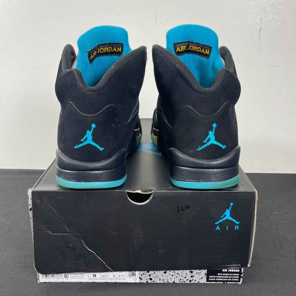 Jordan 5 Retro Aqua 9 (Moderately Worn Pre-Owned)JordanBlack/Aquatone/Taxi - Image 4