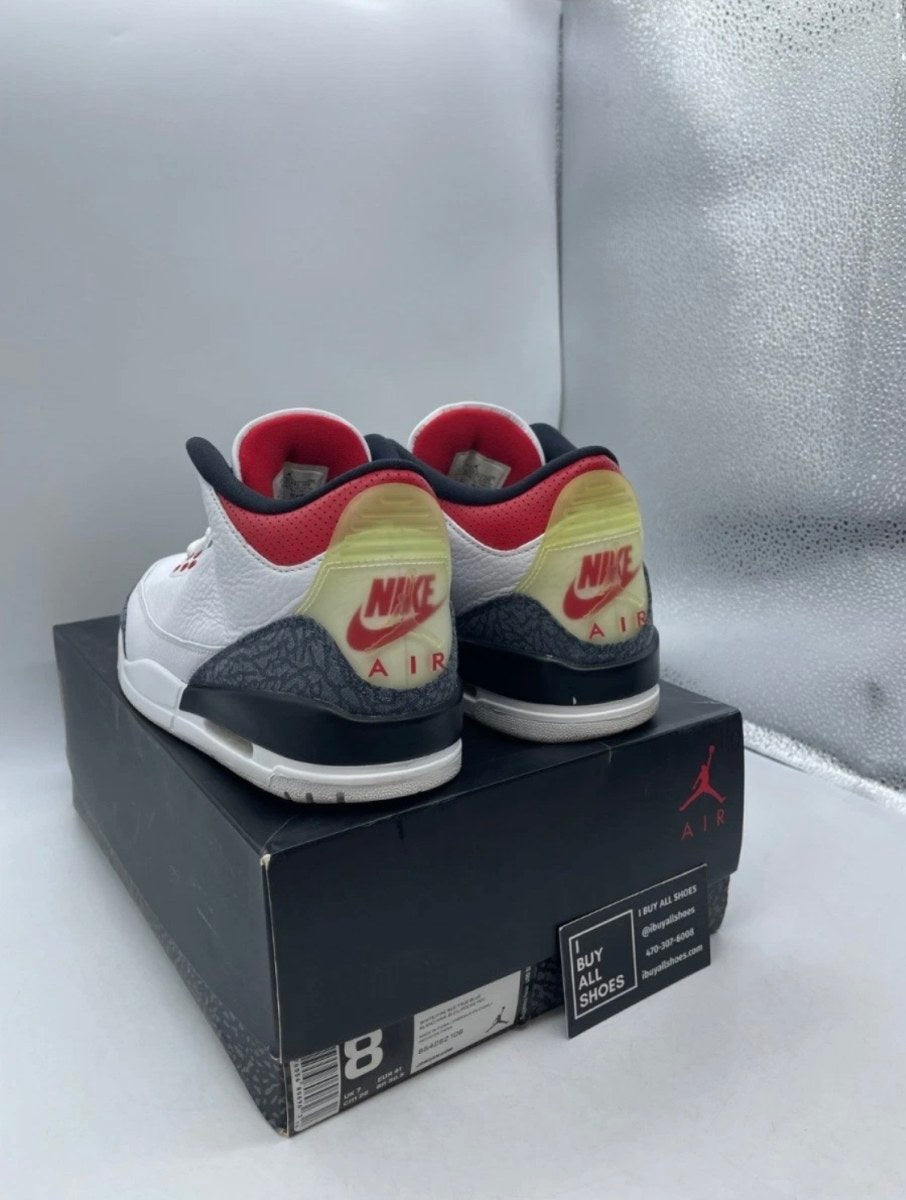 Jordan 3 Retro SE Fire Red Denim (2020) 8 (Moderately Worn Pre-Owned)JordanWhite/Black-Fire Red - Image 6
