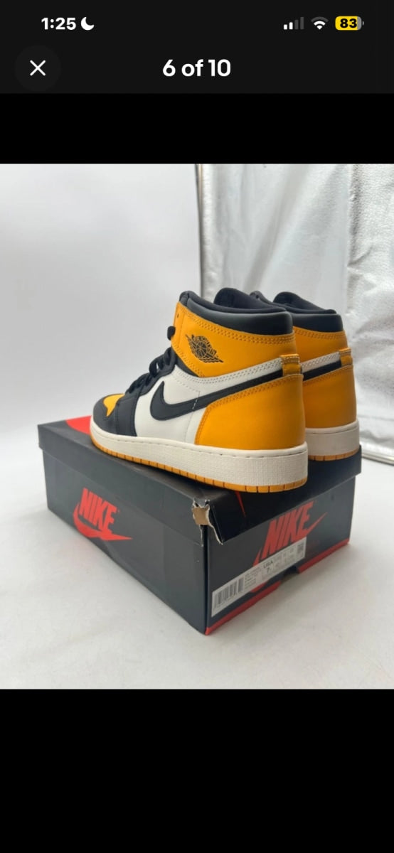 Jordan 1 Retro High OG Taxi (GS) 7Y (Lightly Worn Pre-Owned)JordanTaxi/Black-Sail - Image 6