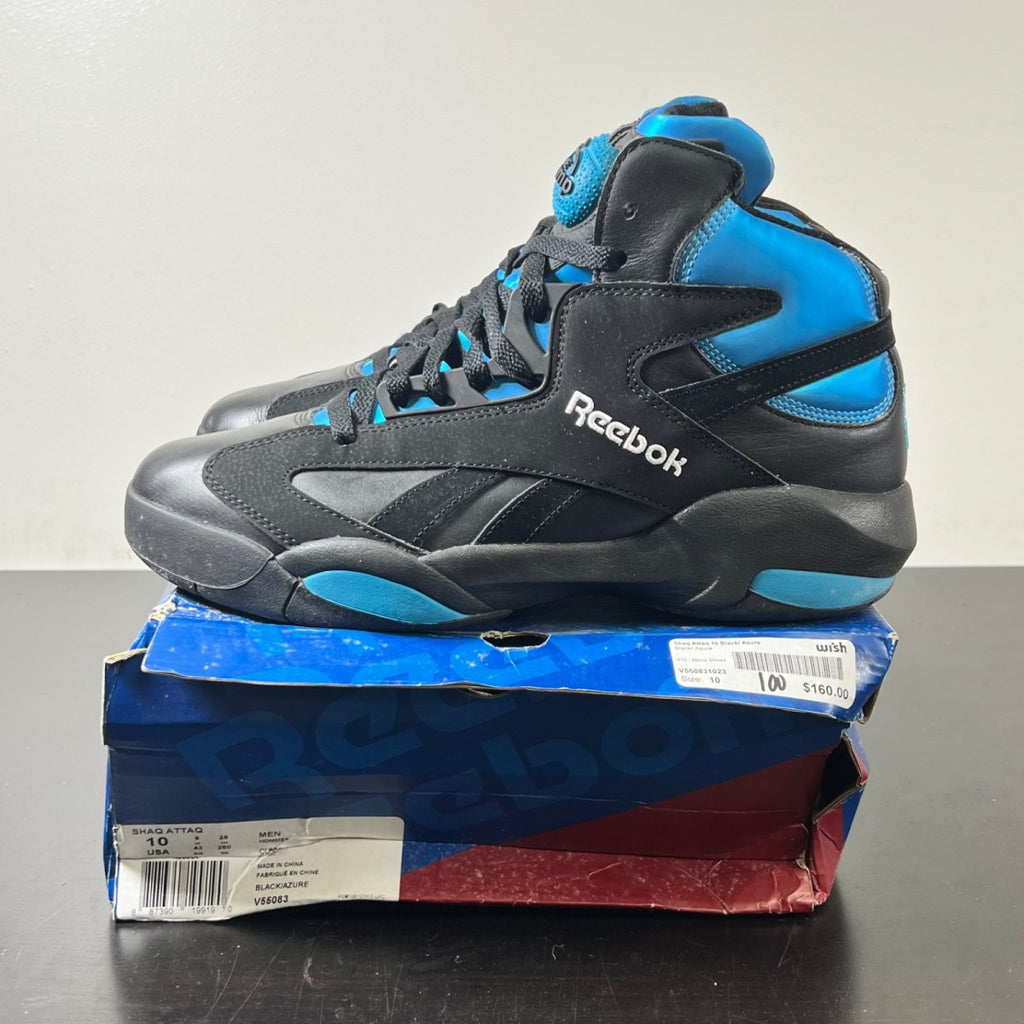 Reebok Shaq Attaq Azure Blue 10 (Lightly Worn Pre-Owned)ReebokBlack/Azure-White - Image 3