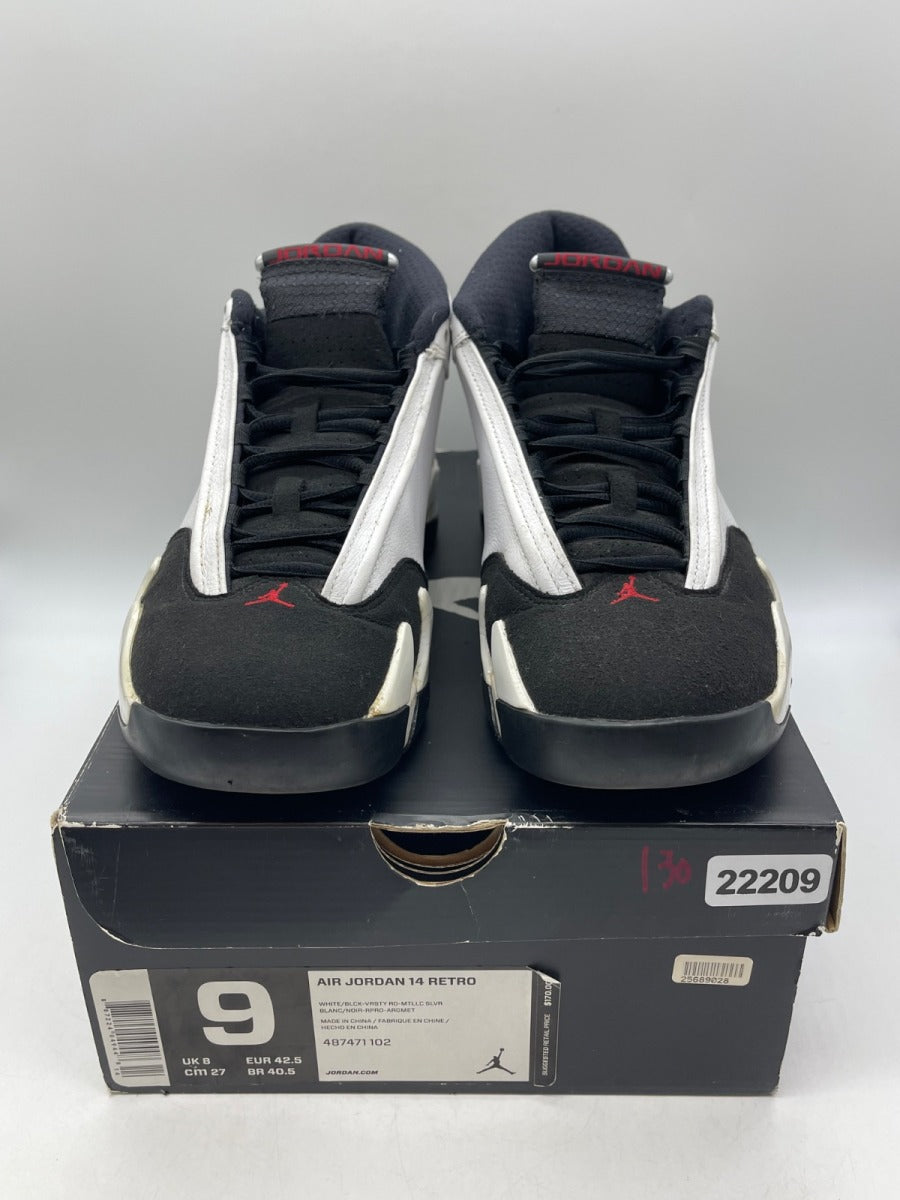 Jordan 14 Retro Black Toe (2014) 9 (Moderately Worn Pre-Owned)JordanWhite/Black-Varsity Red-Metallic Silver - Image 2