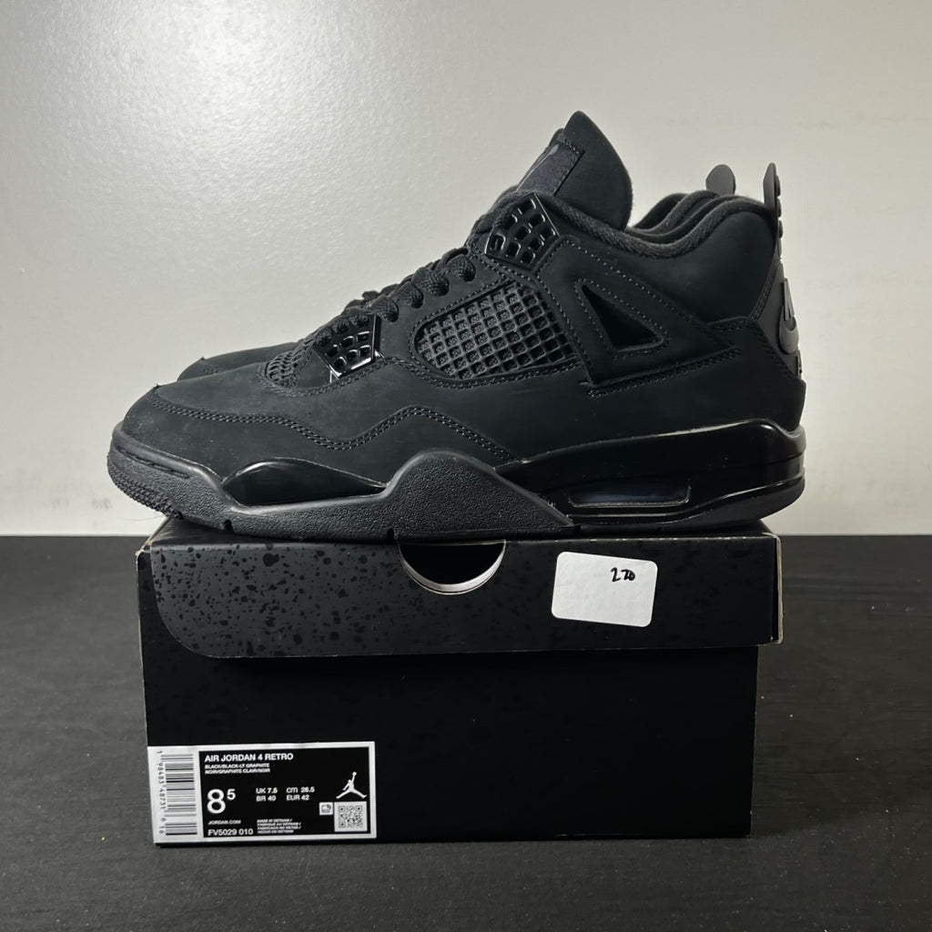 Jordan 4 Retro Black Cat (2025) 8.5 (Lightly Worn Pre-Owned)JordanBlack/Black/Light Graphite