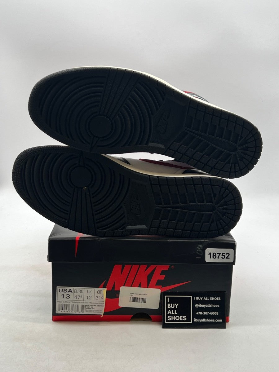 Jordan 1 Retro High Black Gym Red 13 (Lightly Worn Pre-Owned) - Image 8