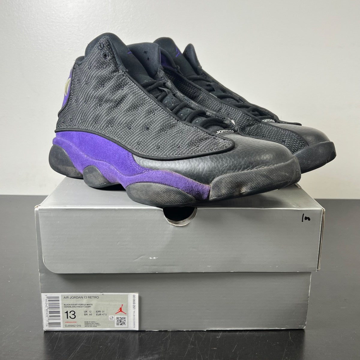 Jordan 13 Retro Court Purple 13 (Moderately Worn Pre-Owned)JordanBlack/Court Purple-White - Image 1