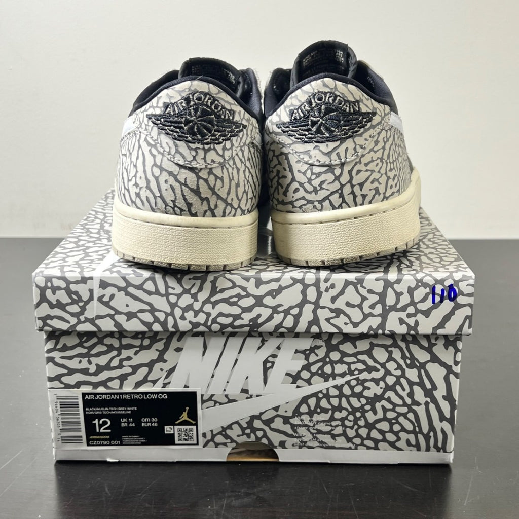 Jordan 1 Retro Low OG Black Cement 12 (Moderately Worn Pre-Owned)JordanBlack/Muslin/Tech Grey/White/Sail - Image 3