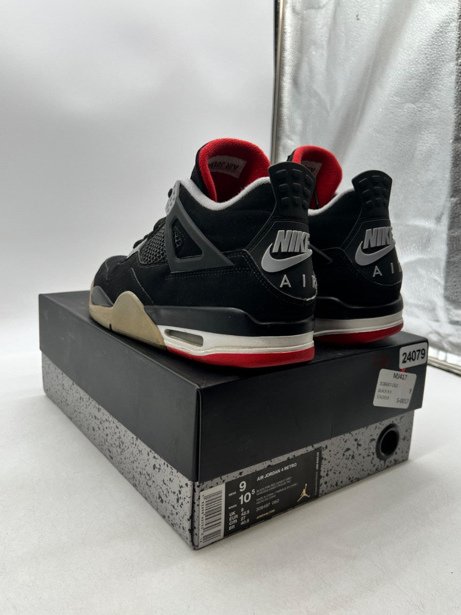 Jordan 4 Retro Bred (2019) 9 (Moderately Worn Pre-Owned)JordanBlack/Fire Red-Cement Grey-Summit White - Image 5
