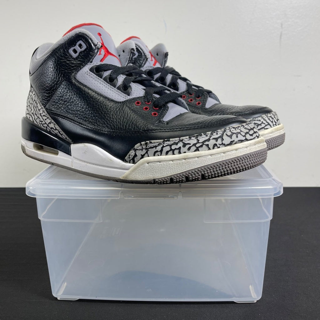Jordan 3 Retro Black Cement (2011) 10.5 (Moderately Worn Pre-Owned)JordanBlack/Cement Grey-White-Varsity Red - Image 1