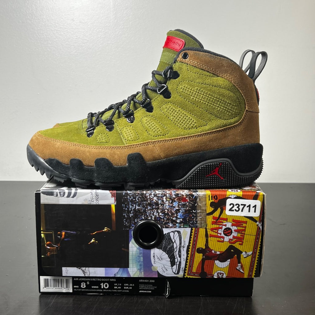 Jordan 9 Retro Boot NRG Military Brown 8.5 (Lightly Worn Pre-Owned)JordanMilitary Brown/Legion Green-University Red-Black - Image 3