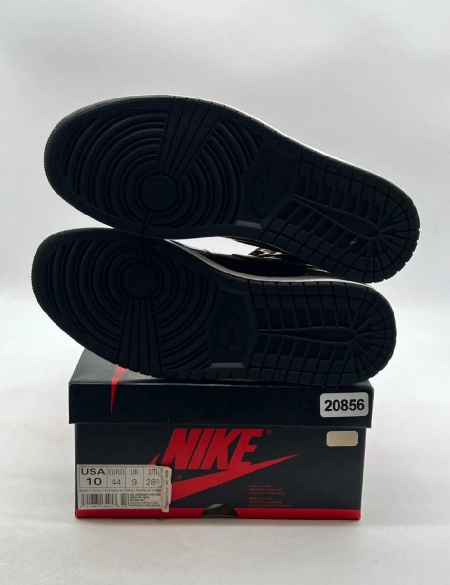 Jordan 1 Retro High NRG Patent Gold Toe 10 (Moderately Worn Pre-Owned)JordanBlack/Metallic Gold-Summit White - Image 8