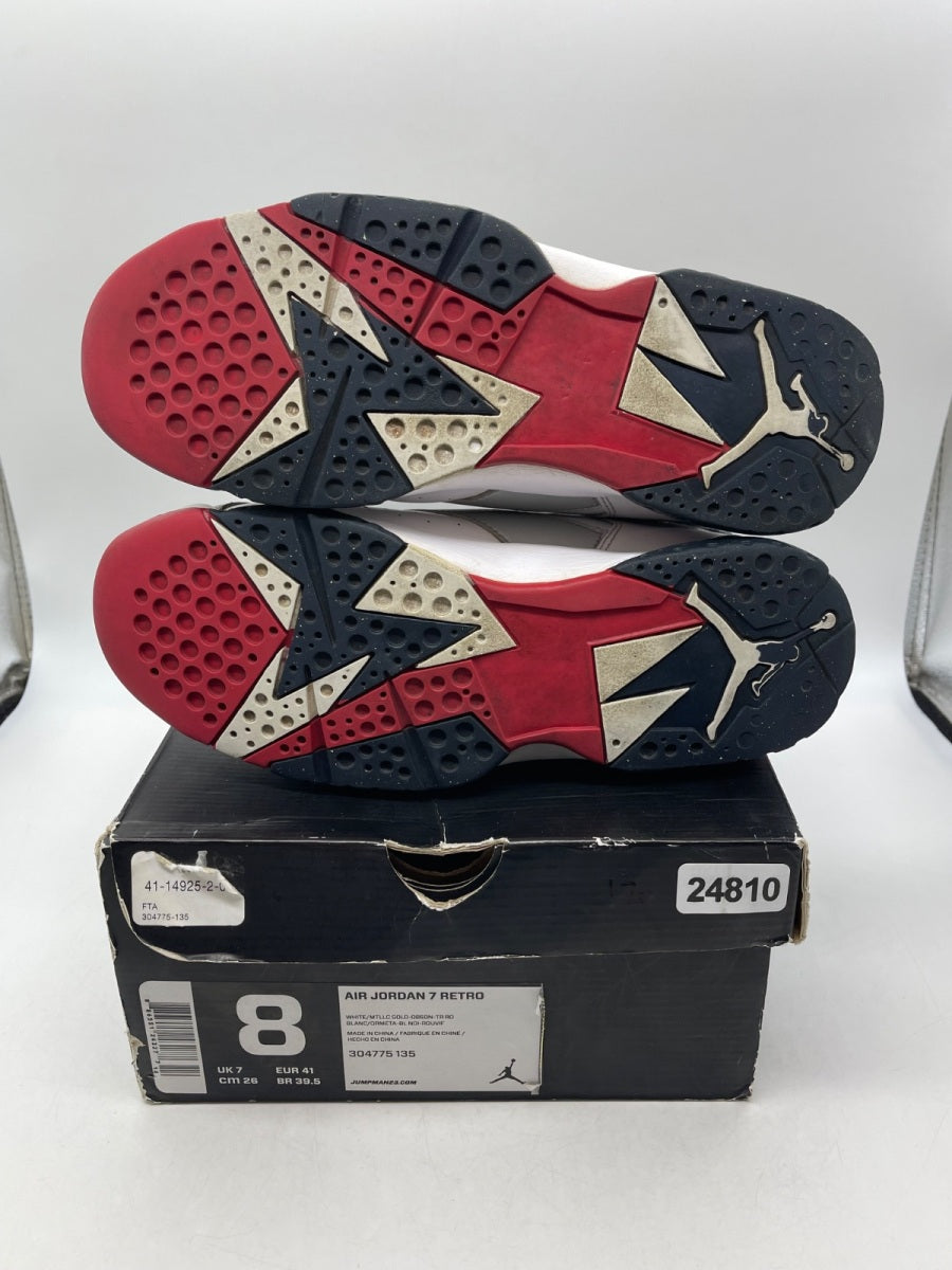 Jordan 7 Retro Olympic (2012) 8 (Moderately Worn Pre-Owned)JordanWhite/Metallic Gold-Obsidian-True Rd - Image 7
