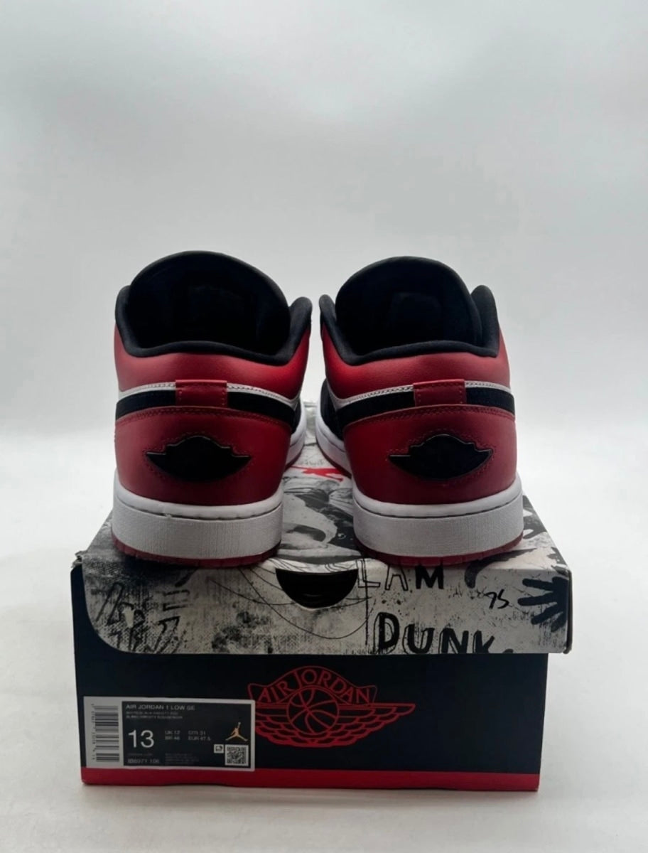 Jordan 1 Low SE Black Toe (2025) 13 (Heavily Worn Pre-Owned)JordanWhite/Black/Gym Red - Image 3