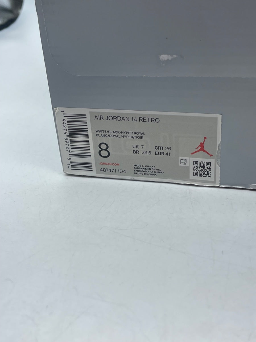 Jordan 14 Retro White Hyper Royal 8 (Moderately Worn Pre-Owned) - Image 9