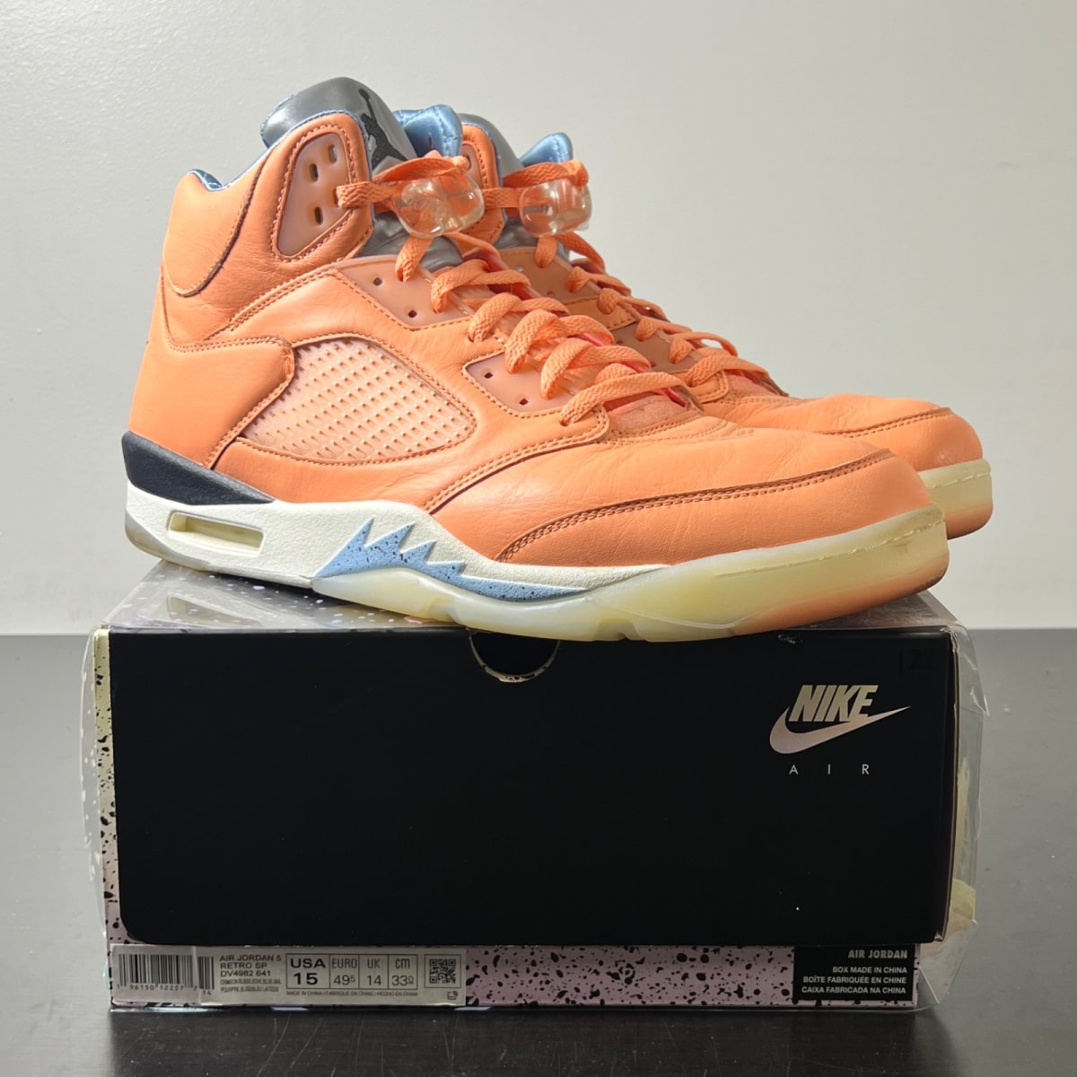 Jordan 5 Retro DJ Khaled We The Best Crimson Bliss 15 (Moderately Worn Pre-Owned)JordanCrimson Bliss/Leche Blue-Sail - Image 1