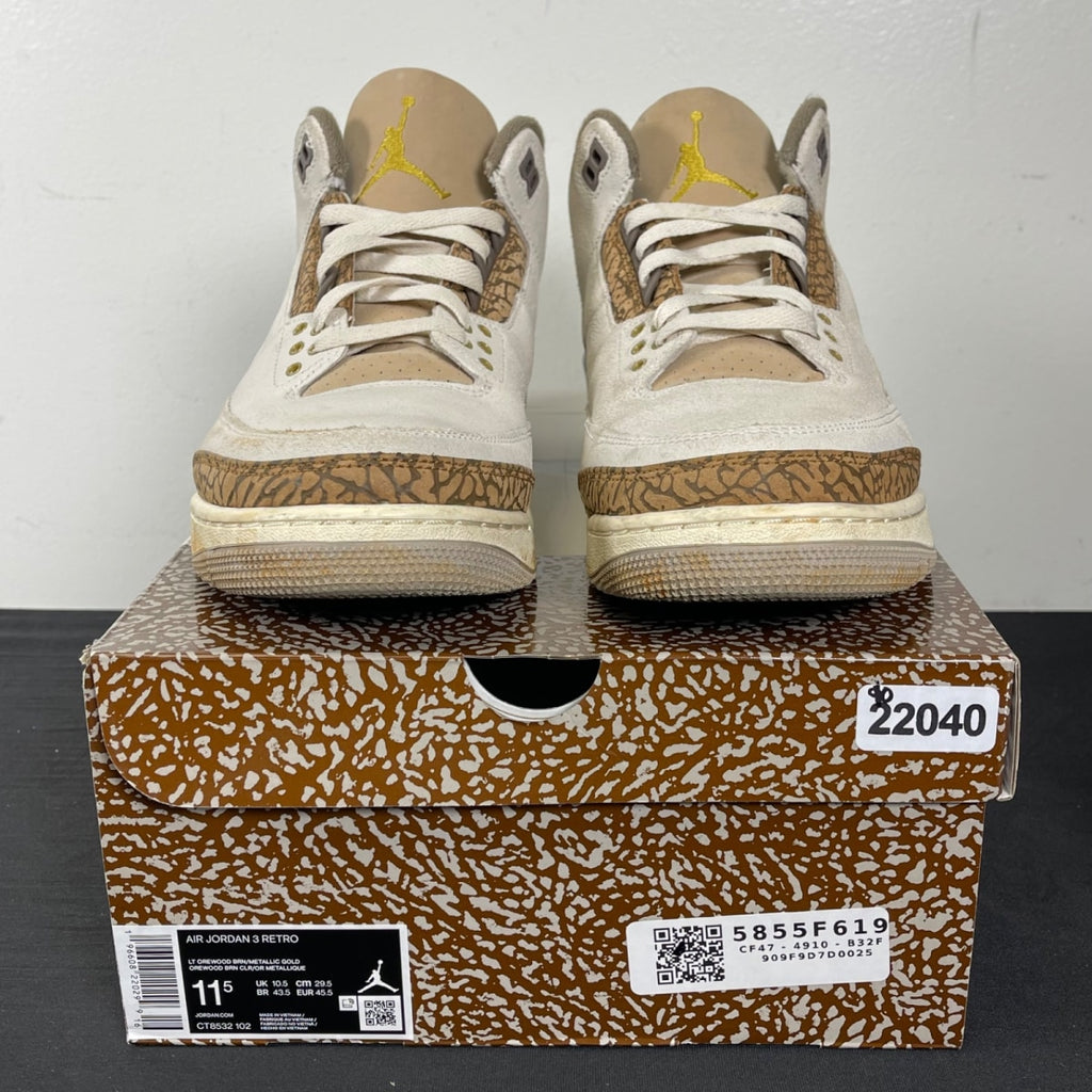 Jordan 3 Retro Palomino 11.5 (Moderately Worn Pre-Owned)JordanLight Orewood Brown/Metallic Gold/Light British Tan/Palomino - Image 2