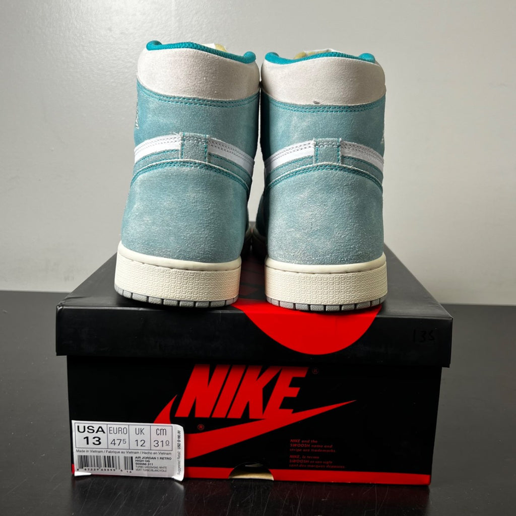 Jordan 1 Retro High Turbo Green 13 (Lightly Worn Pre-Owned)JordanTurbo Green/Sail-White-Light Smoke Grey - Image 5