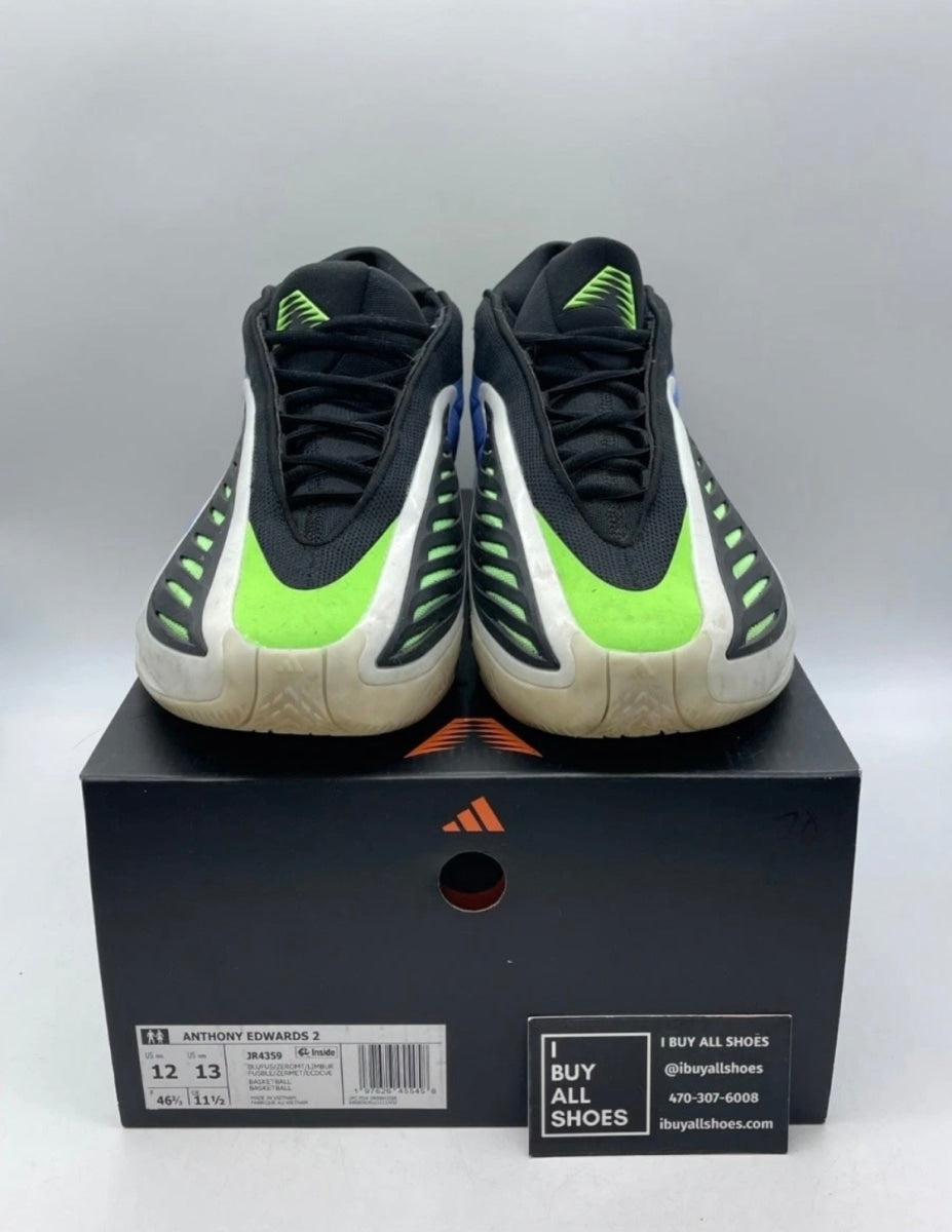 adidas AE 2 Blue Fusion 12 (Moderately Worn Pre-Owned)adidasBlue Fusion/Zero Metallic/Lime Burst - Image 2