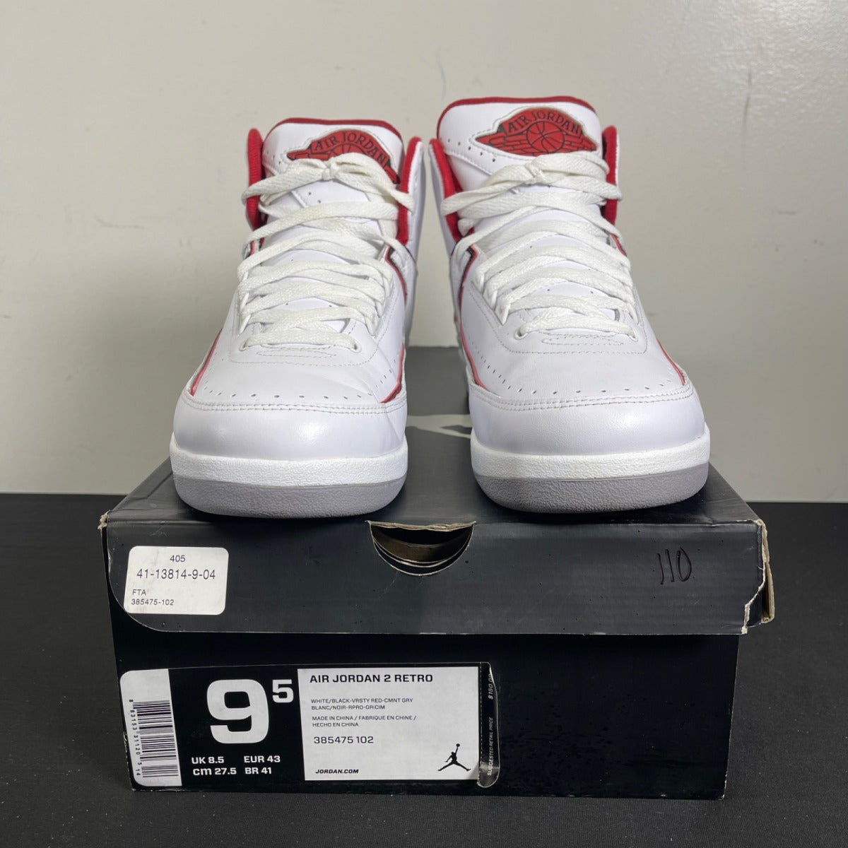 Jordan 2 Retro White Red (2014) (Size 9.5) - Image 2