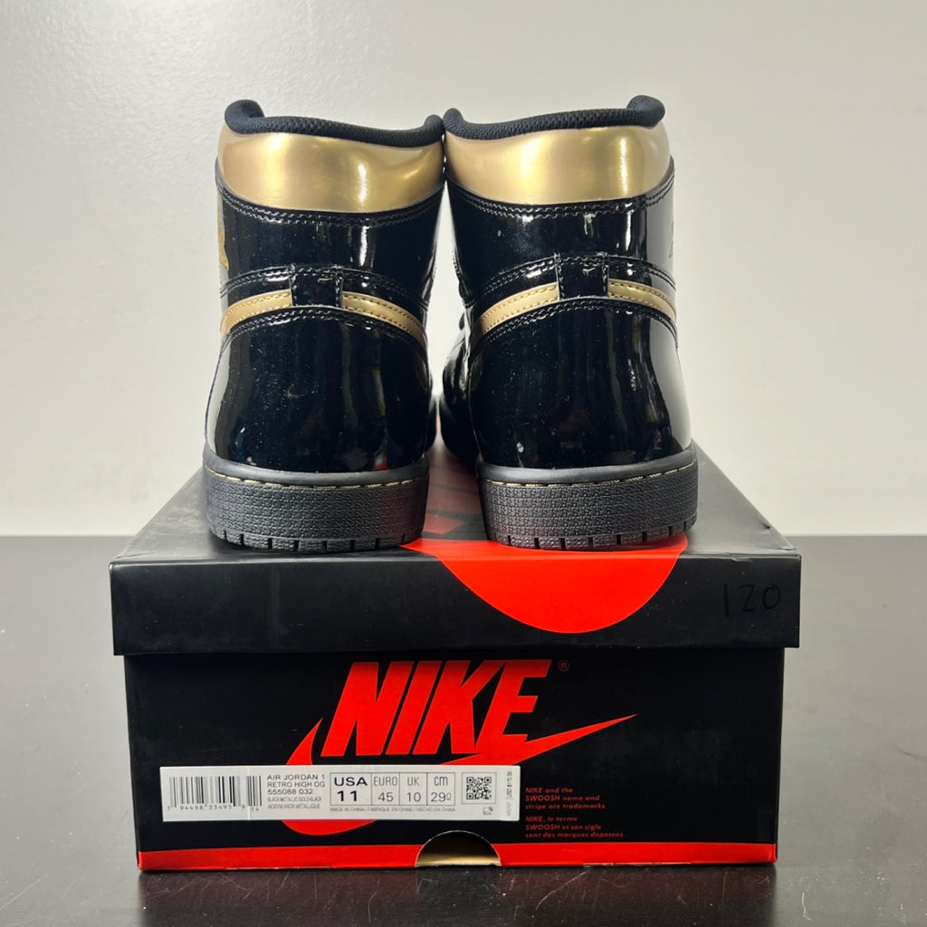 Jordan 1 Retro High Black Metallic Gold (2020) 11 (Lightly Worn Pre-Owned)JordanBlack/Black-Metallic Gold - Image 4