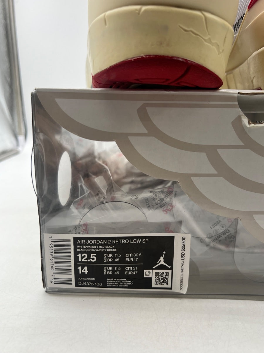 Jordan 2 Retro Low SP Off-White White Red 12.5 (Lightly Worn Pre-Owned) - Image 6