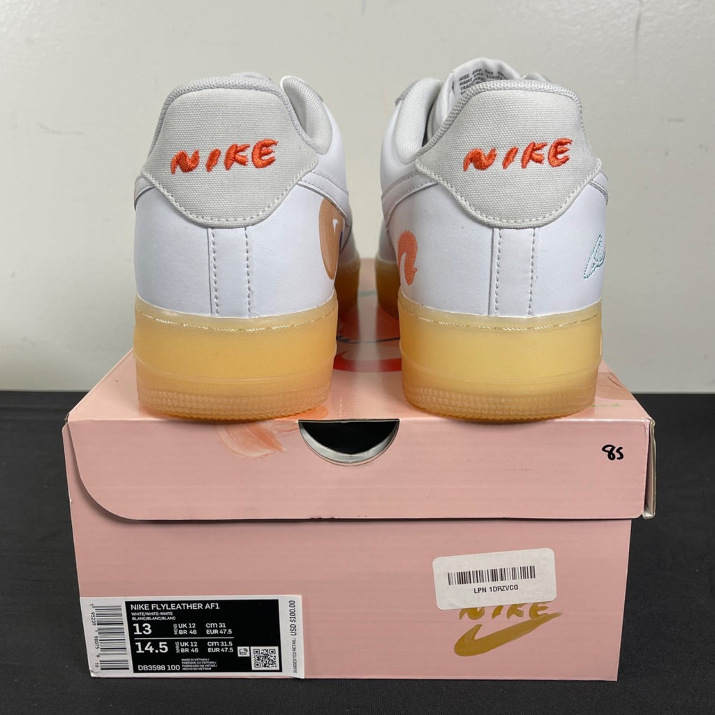 Nike Air Force 1 Flyleather Mayumi Yamase White 13 (Moderately Worn Pre-Owned)NikeWhite/White-White - Image 4