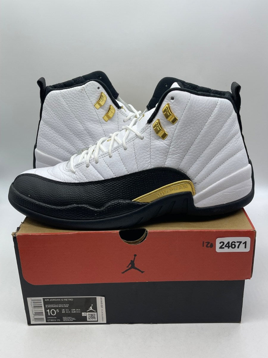 Jordan 12 Retro Royalty Taxi 10.5 (Moderately Worn Pre-Owned)JordanWhite/Black-Metallic Gold - Image 1