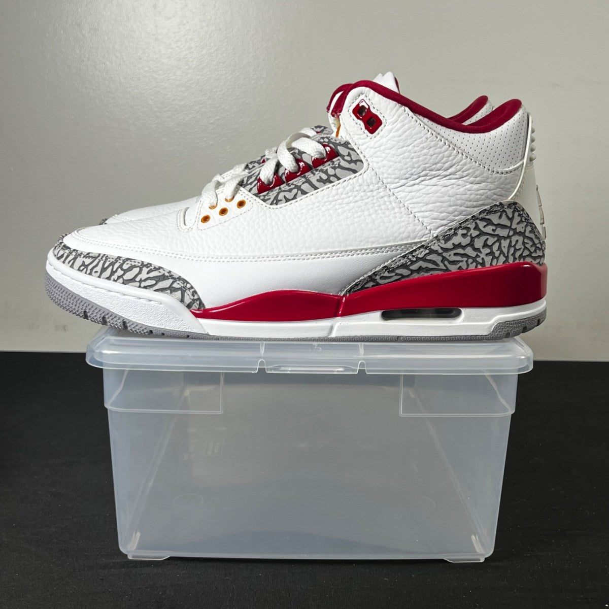 Jordan 3 Retro Cardinal Red 10.5 (New Pre-Owned)JordanWhite/Light Curry-Cardinal Red-Cement Grey - Image 3