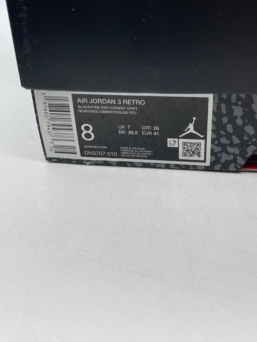 Jordan 3 Retro OG Black Cement (2024) 8 (Moderately Worn Pre-Owned)JordanBlack/Fire Red/Cement Grey/Sail - Image 9