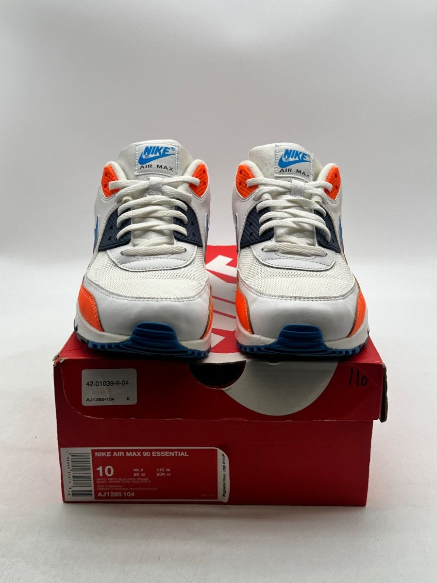 Nike Air Max 90 White Photo Blue Total Orange 10 (Moderately Worn Pre-Owned)NikeWhite/Photo Blue-Total Orange-Midnight Navy-Dark Grey - Image 2
