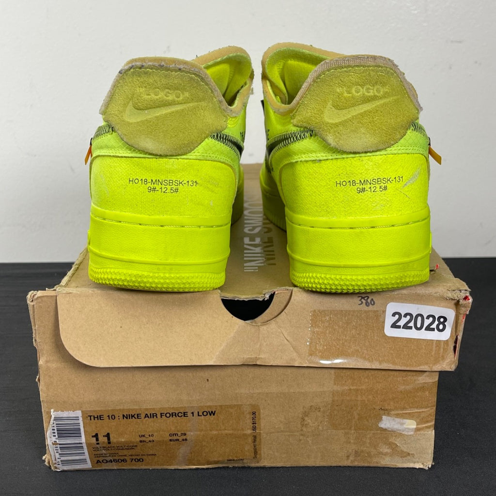Nike Air Force 1 Low Off-White Volt 11 (Moderately Worn Pre-Owned)NikeVolt/Hyper Jade-Cone-Black - Image 4
