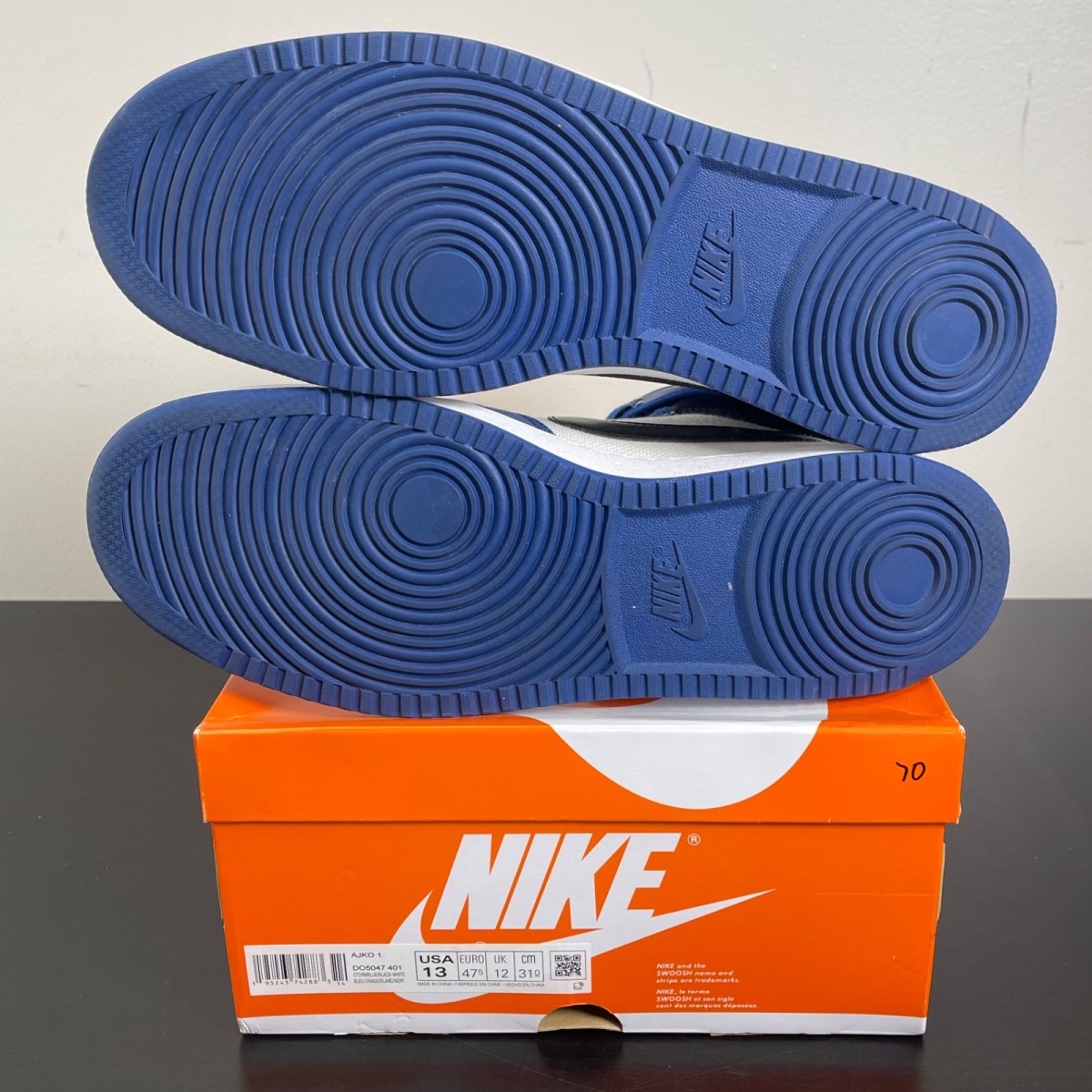Jordan 1 Retro AJKO Storm Blue 13 (Moderately Worn Pre-Owned)JordanStorm Blue/White-Black - Image 5