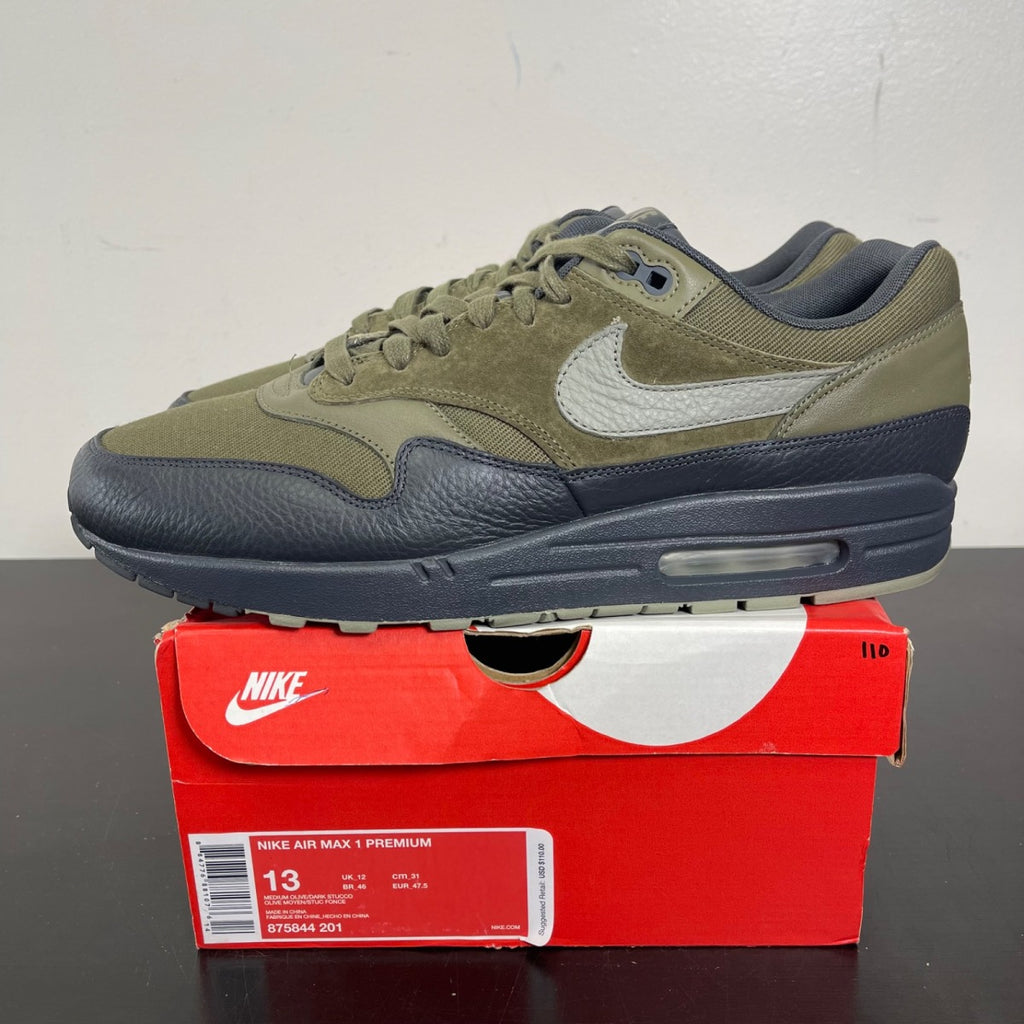Nike Air Max 1 Premium Dark Stucco 13 (Moderately Worn Pre-Owned)NikeMedium Olive/Dark Stucco-Anthracite - Image 3