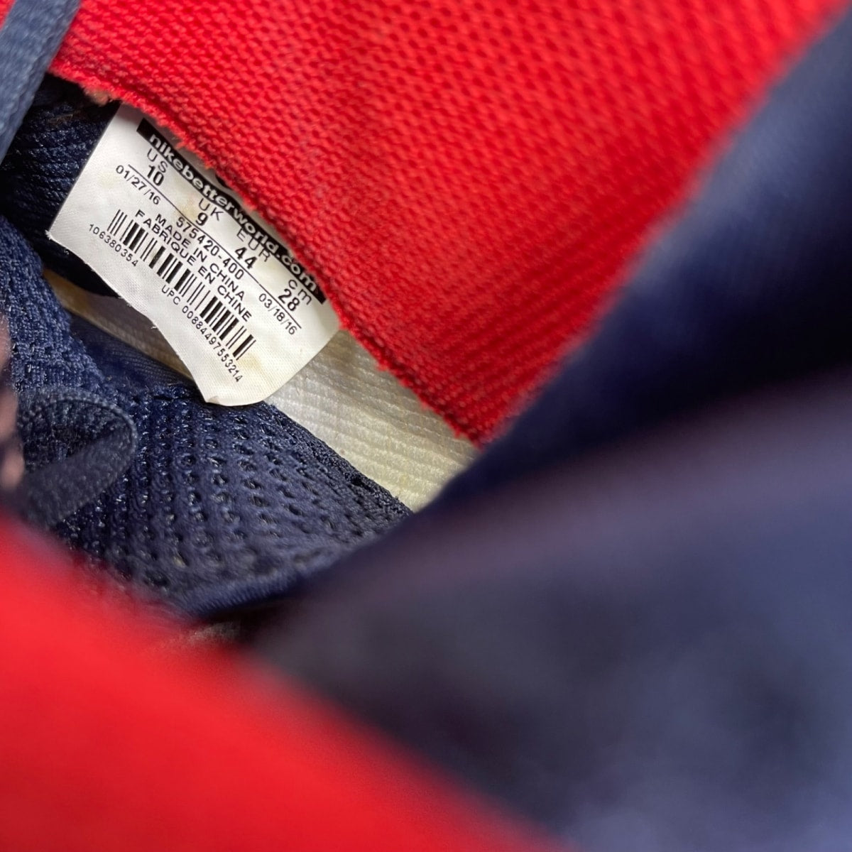 Nike Air Foamposite One Olympic 10 (Moderately Worn Pre-Owned)NikeObsidian/University Red-Metallic Gold-White - Image 6